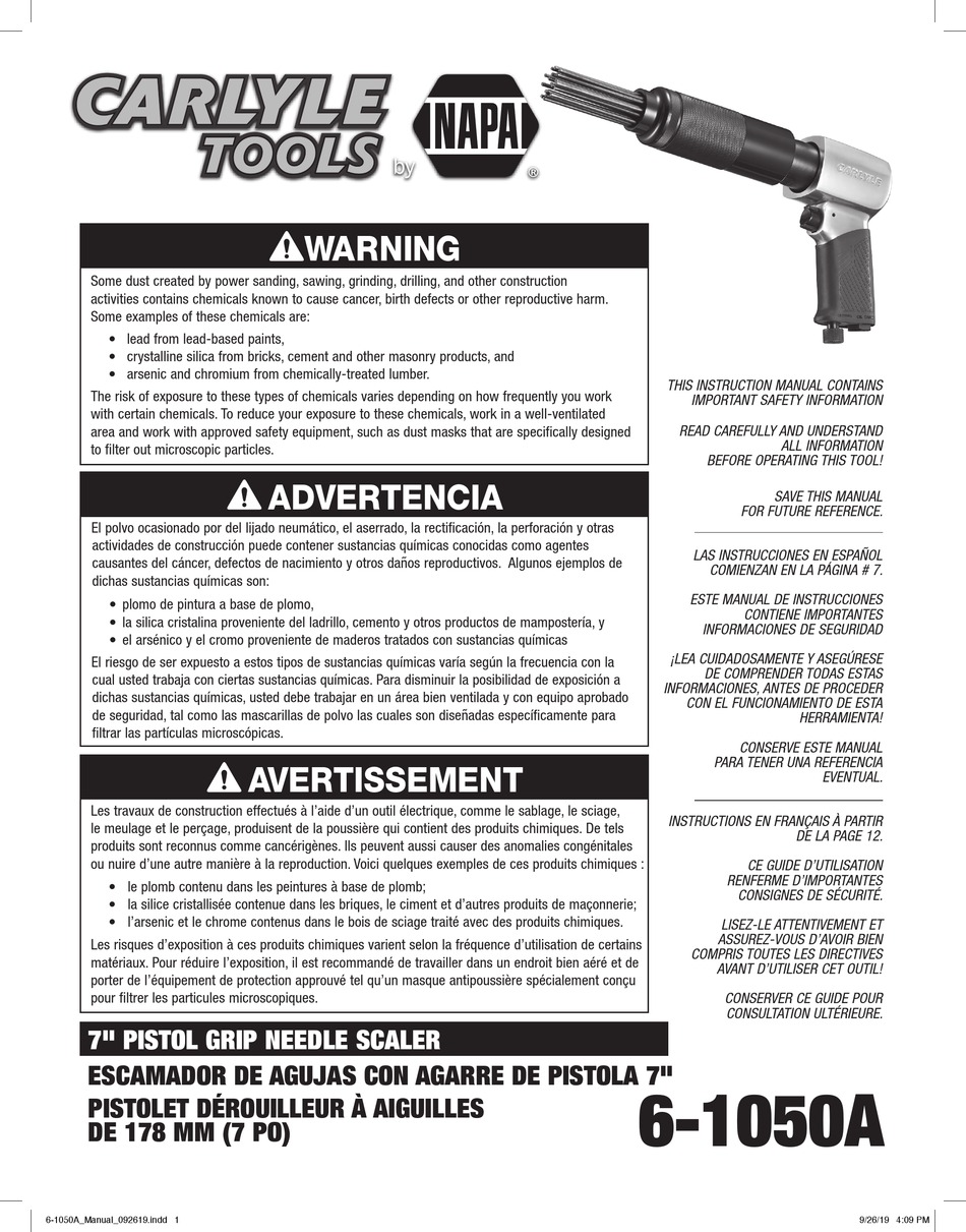 NAPA CARLYLE TOOLS 61050A INSTRUCTION MANUAL Pdf Download ManualsLib