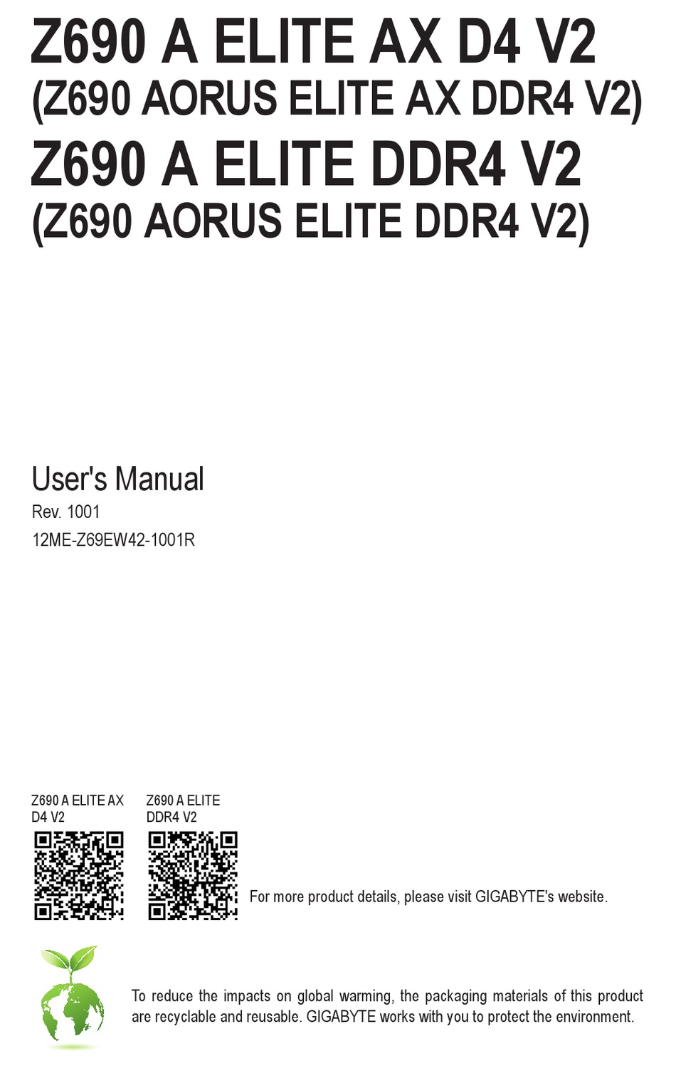 GIGABYTE Z690 A ELITE AX D4 V2 USER MANUAL Pdf Download ManualsLib