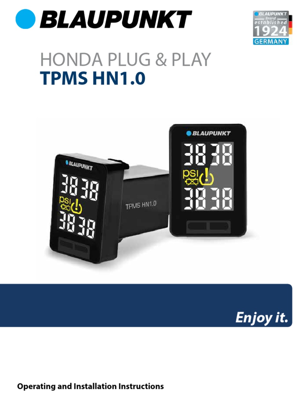 BLAUPUNKT TPMS HN1.0 OPERATING AND INSTALLATION INSTRUCTIONS Pdf