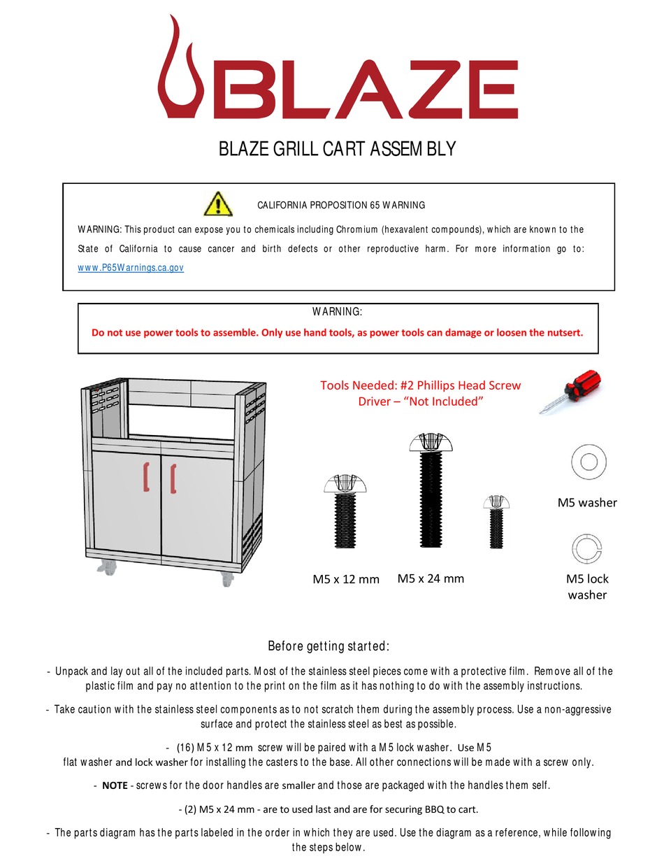 BLAZE BLZ4CARTSC ASSEMBLY Pdf Download ManualsLib