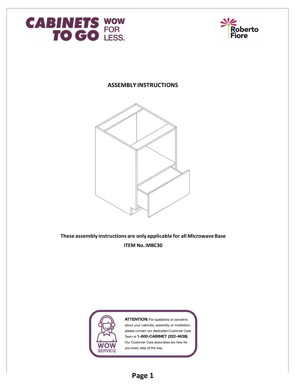 ROBERTO FIORE TO GO MBC30 ASSEMBLY INSTRUCTIONS Pdf Download