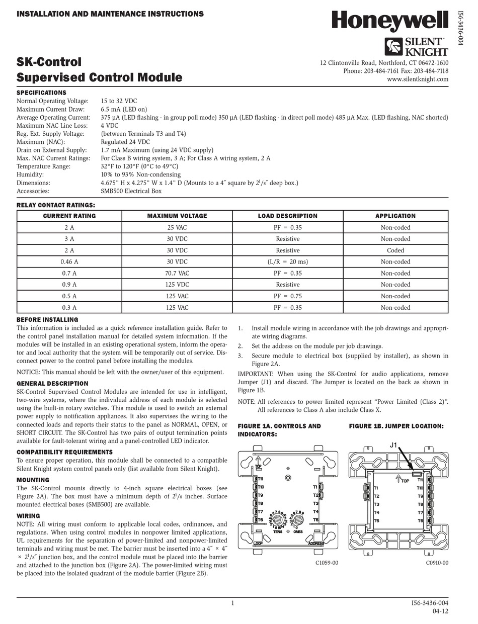 HONEYWELL SILENT KNIGHT SKCONTROL NSTALLATION AND MAINTENANCE