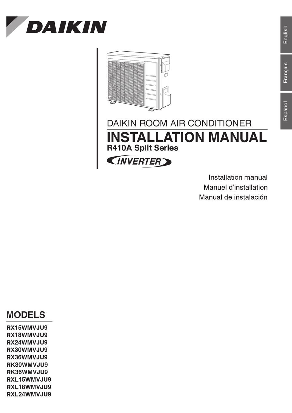 Daikin Rx15wmvju9 Installation Manual Pdf Download Manualslib