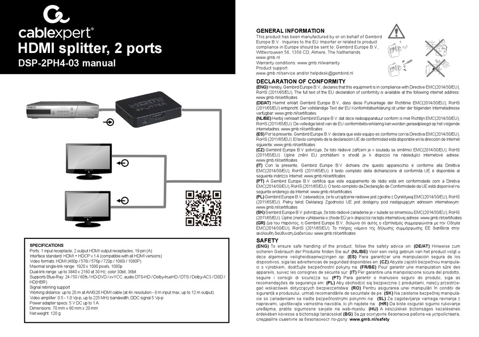 GEMBIRD CABLEXPERT DSP-2PH4-03 MANUAL Pdf Download | ManualsLib
