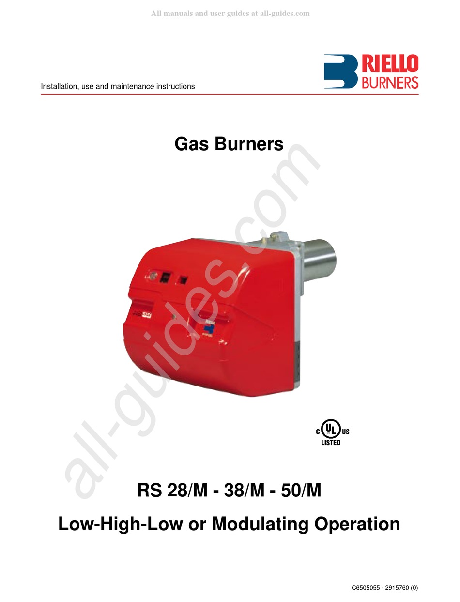 RIELLO BURNERS RS 38/M INSTALLATION, USE AND MAINTENANCE INSTRUCTIONS