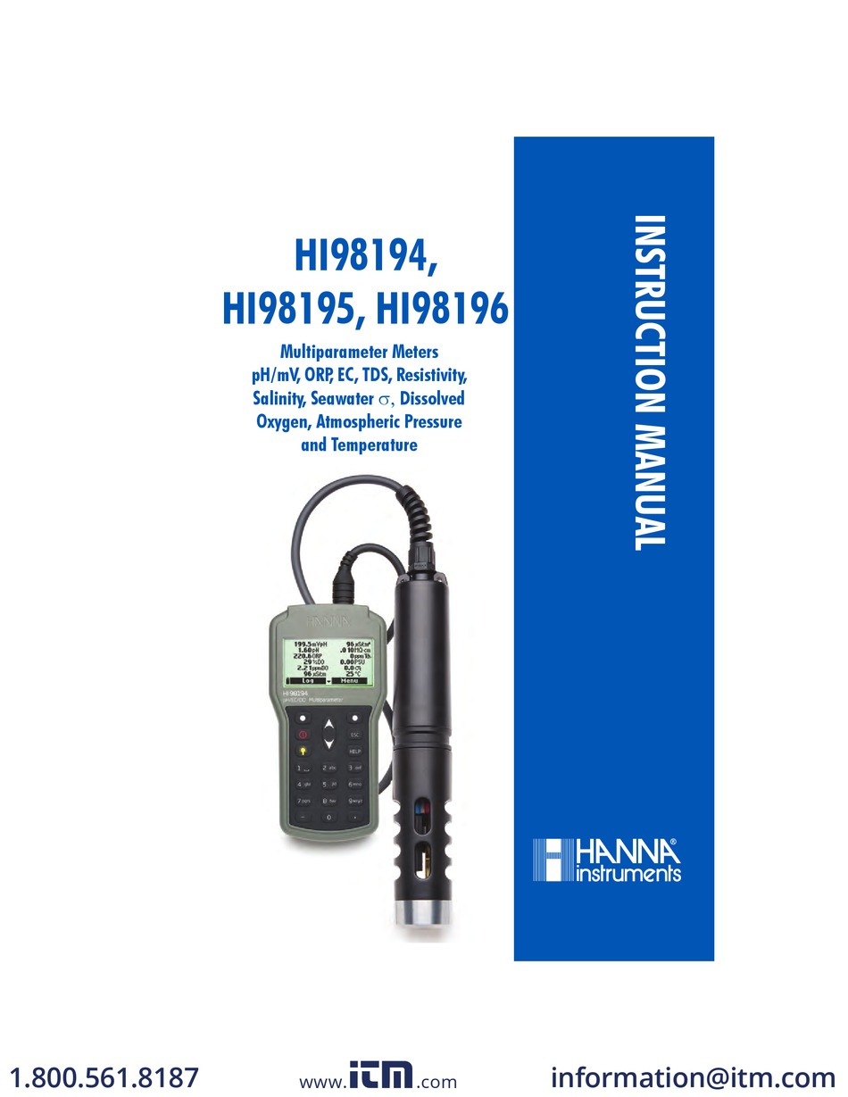 HANNA INSTRUMENTS HI98195 INSTRUCTION MANUAL Pdf Download ManualsLib