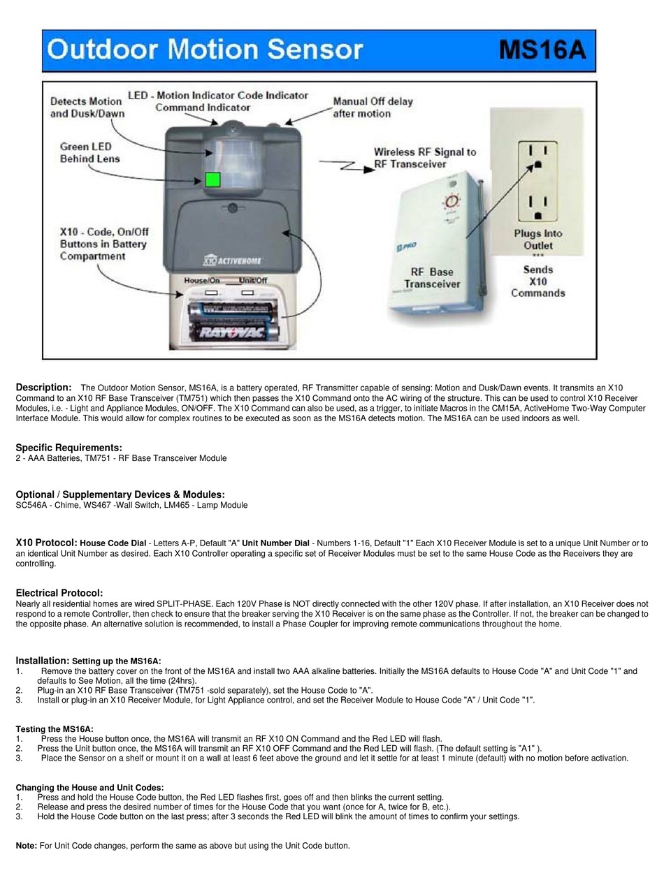 X10 MS16A QUICK START MANUAL Pdf Download ManualsLib