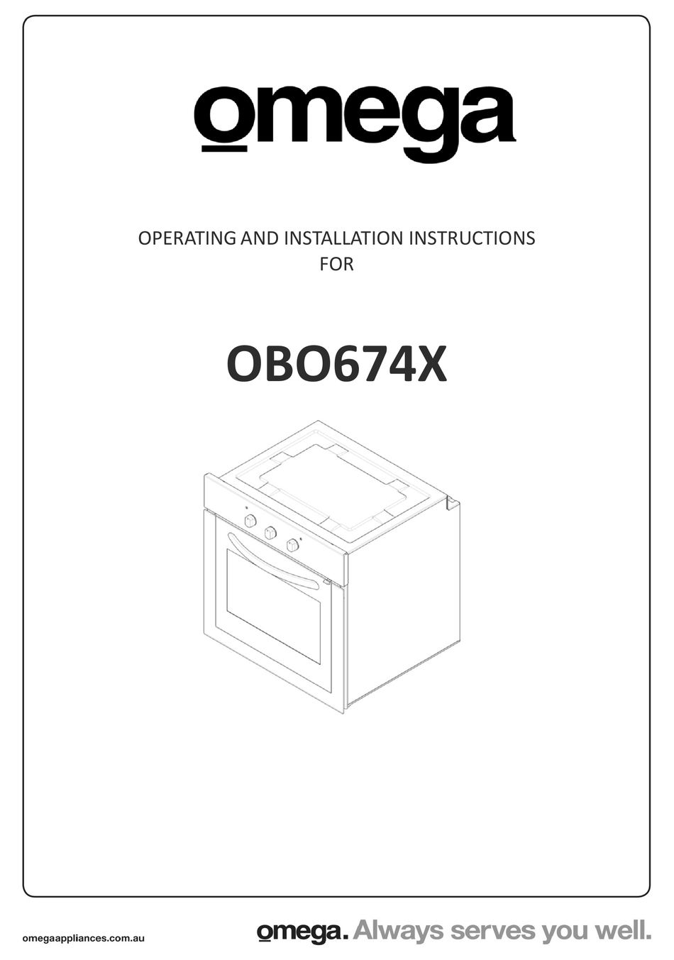 OMEGA OBO674X OPERATING AND INSTALLATION INSTRUCTIONS Pdf Download