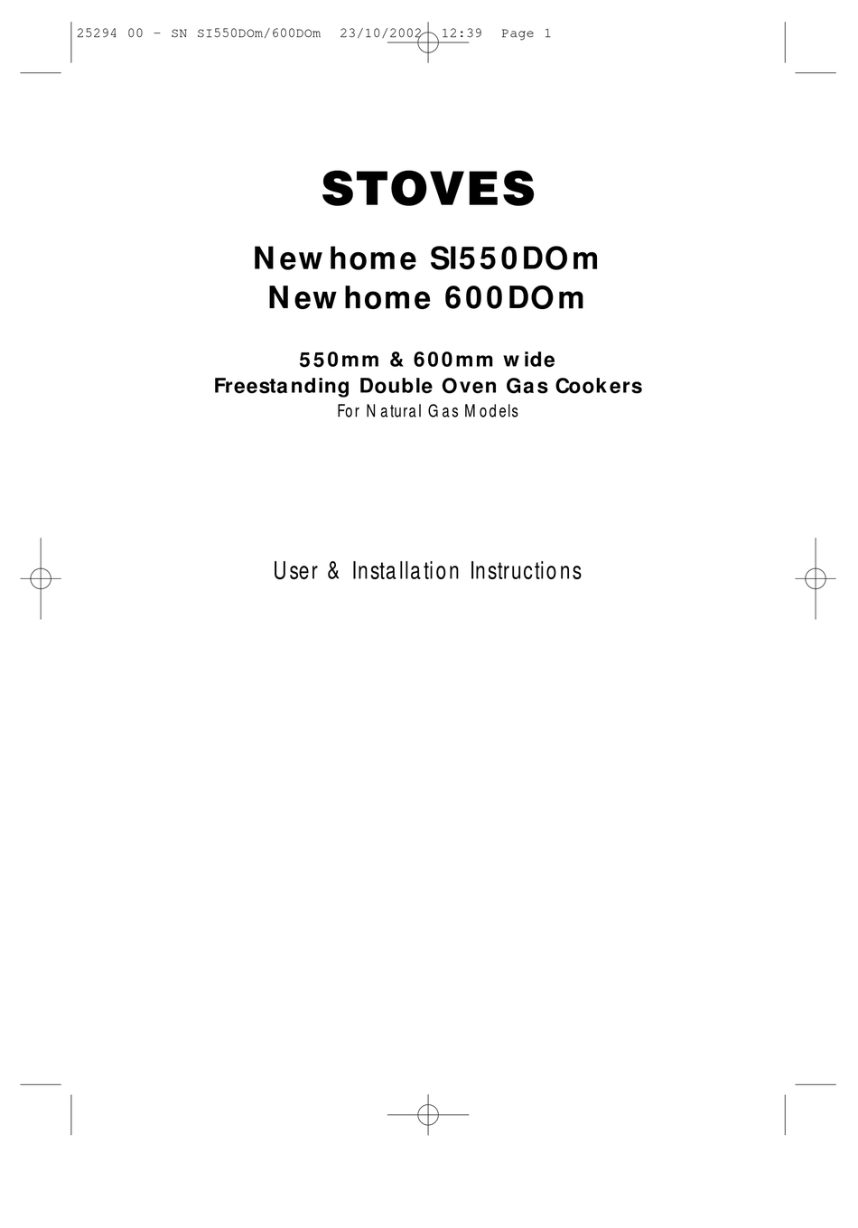 STOVES NEWHOME SI550DOM USER & INSTALLATION INSTRUCTIONS MANUAL Pdf