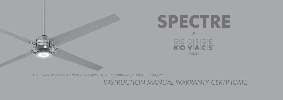 MINKA GROUP MINKAAIRE GEORGE KOVACS SPECTRE INSTRUCTION MANUAL WARRANTY ...