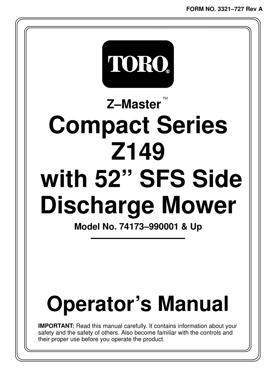 TORO ZMASTER COMPACT SERIES OPERATOR'S MANUAL Pdf Download ManualsLib