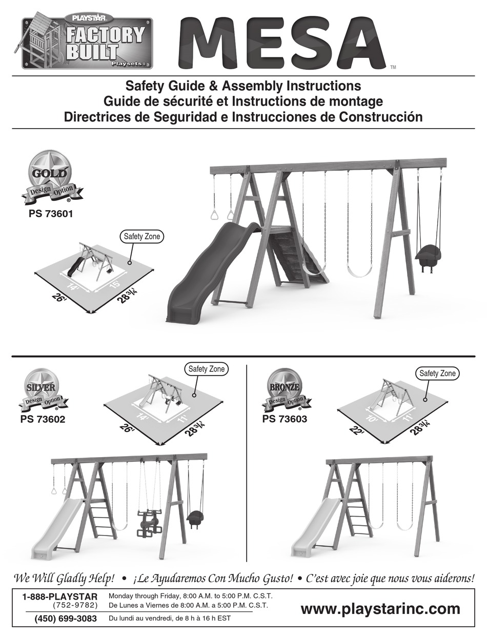 PLAYSTAR FACTORY BUILT MESA PS 73601 SAFETY MANUAL & ASSEMBLY