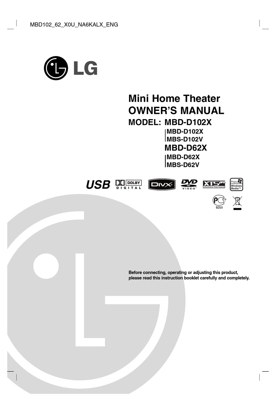 LG MBDD62X OWNER'S MANUAL Pdf Download ManualsLib