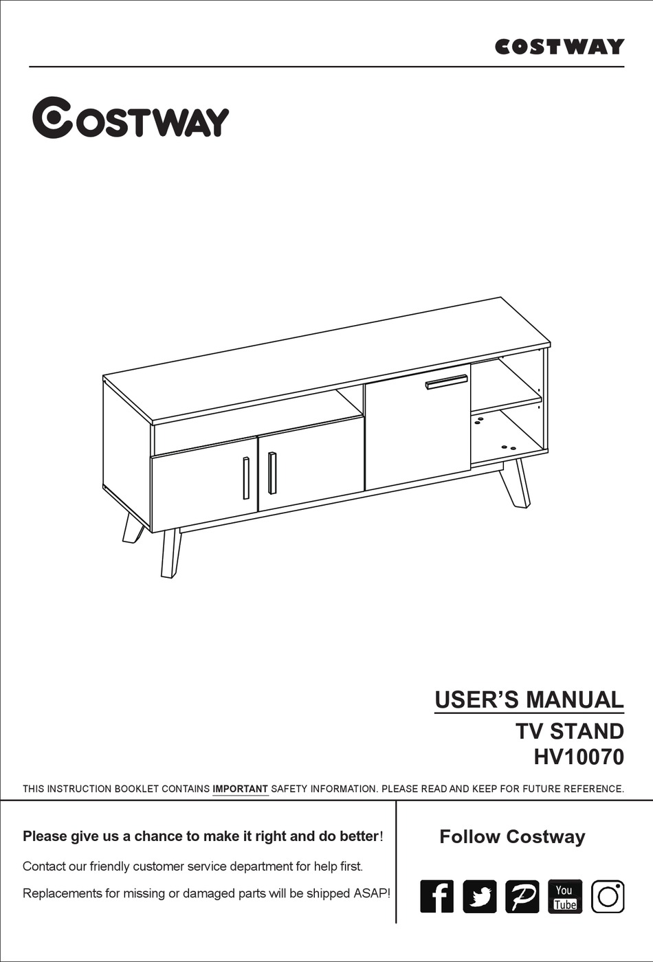 COSTWAY HV10070 USER MANUAL Pdf Download | ManualsLib