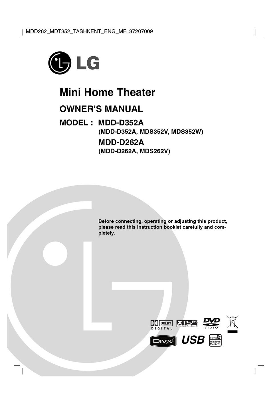 LG MDD-D352A OWNER'S MANUAL Pdf Download | ManualsLib