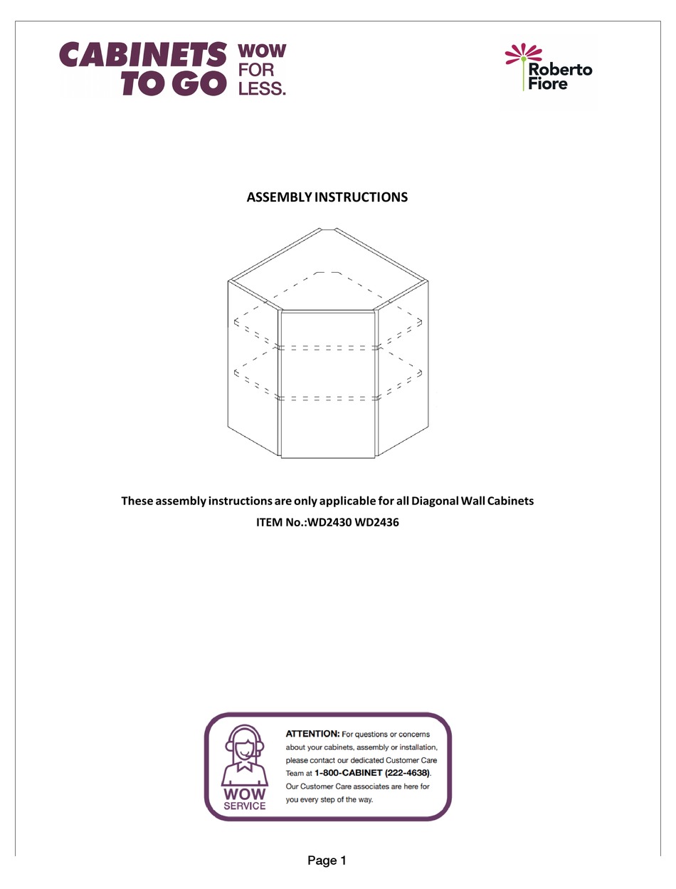 ROBERTO FIORE TO GO WD2430 ASSEMBLY INSTRUCTIONS Pdf Download