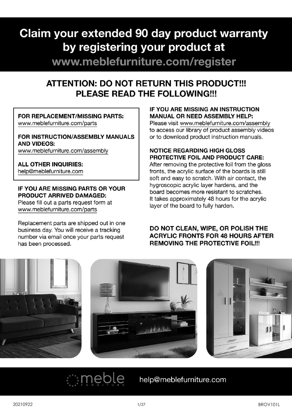 MEBLE FURNITURE BROV101L INSTRUCTION MANUAL Pdf Download ManualsLib