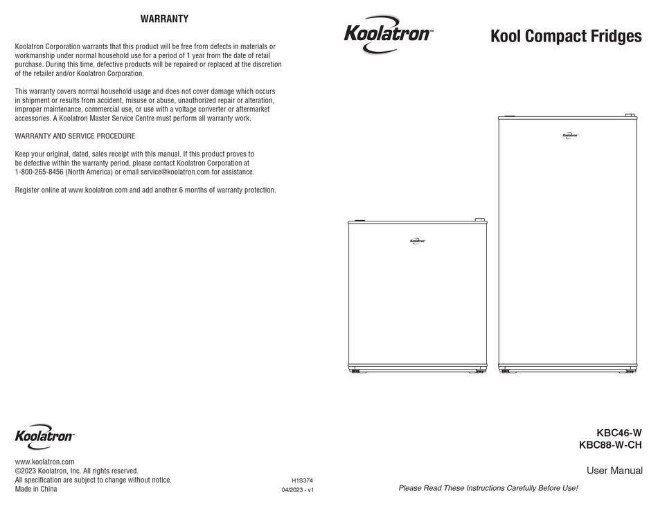 KOOLATRON KBC46W USER MANUAL Pdf Download ManualsLib