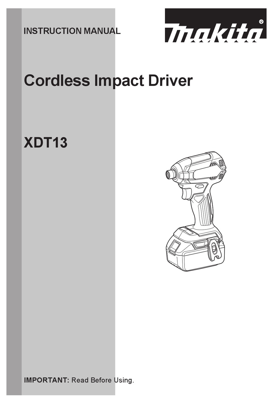 MAKITA XDT13 INSTRUCTION MANUAL Pdf Download ManualsLib