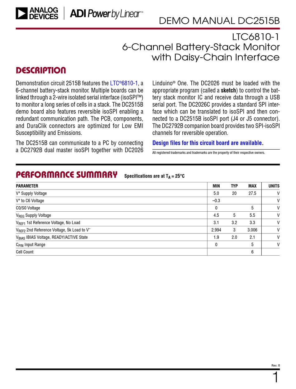 LINEAR TECHNOLOGY ANALOG DEVICES DC2515B DEMO MANUAL Pdf Download ...