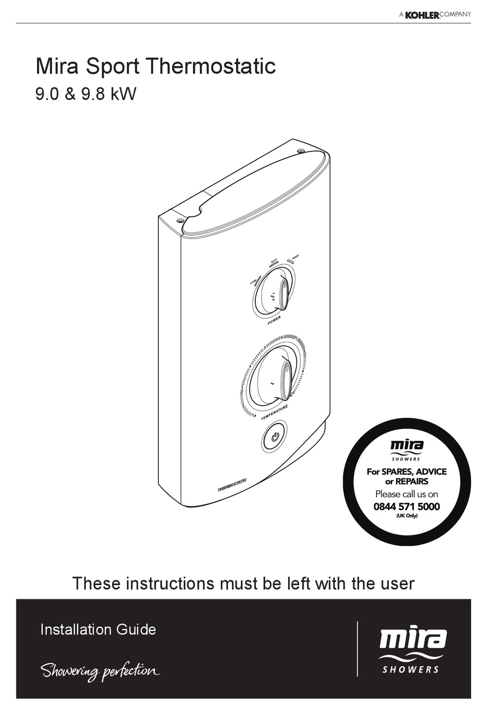 KOHLER MIRA SPORT THERMOSTATIC 9.8KW 1.1746.006 INSTALLATION MANUAL Pdf Download ManualsLib