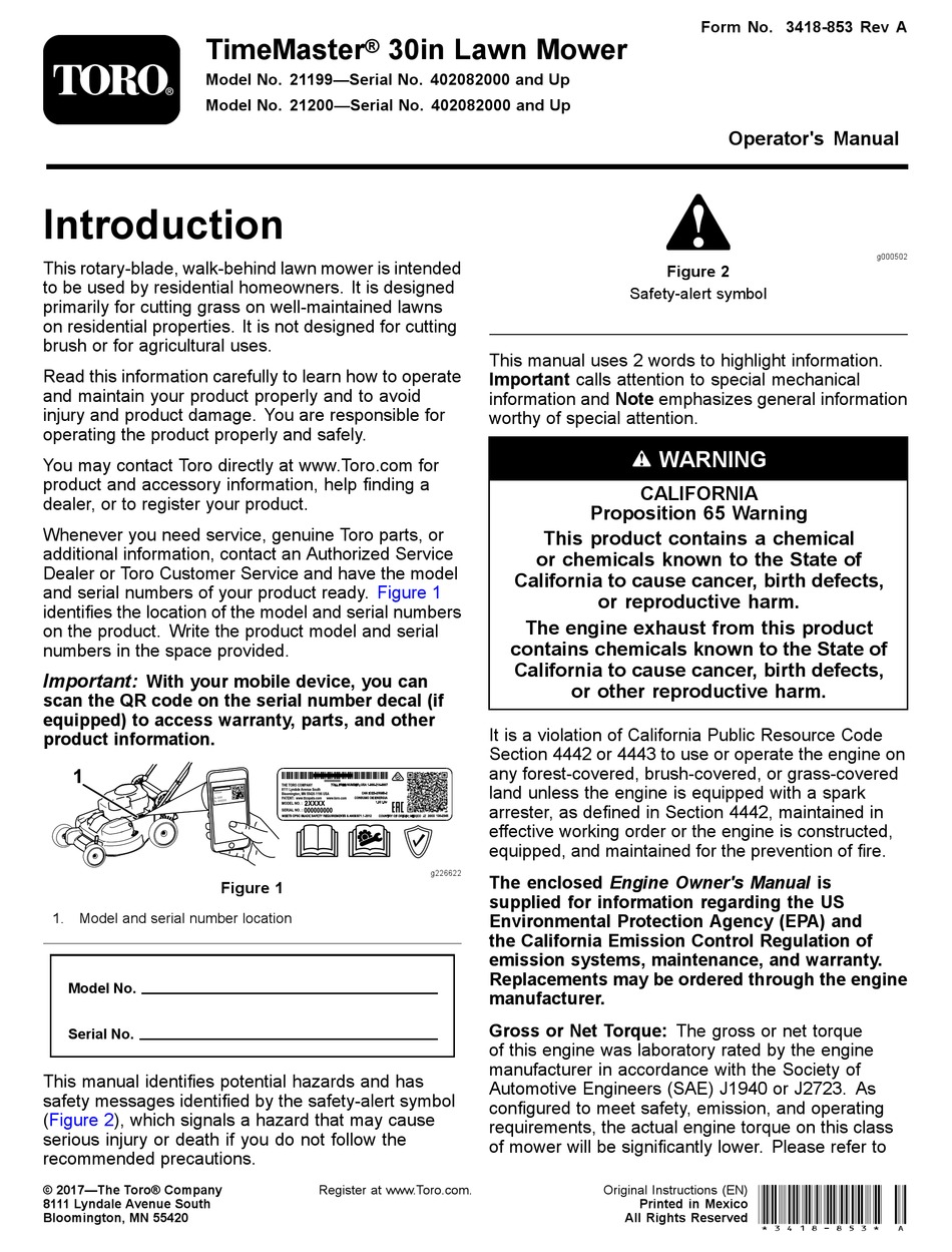TORO TIMEMASTER 21200 OPERATOR'S MANUAL Pdf Download ManualsLib