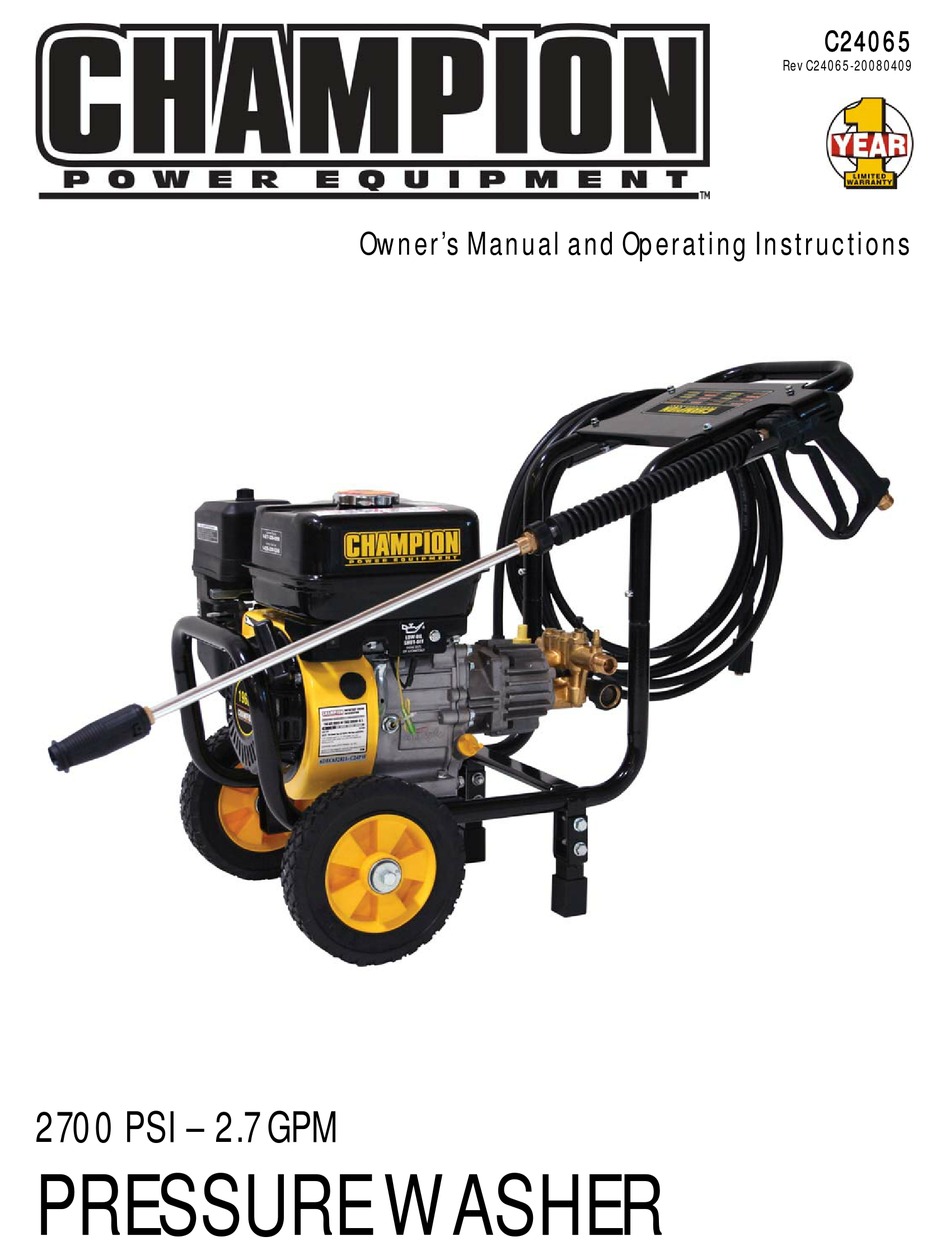 CHAMPION POWER EQUIPMENT C24065 OWNER'S MANUAL Pdf Download ManualsLib