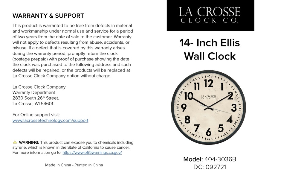 LA CROSSE CLOCK ELLIS QUICK START MANUAL Pdf Download ManualsLib