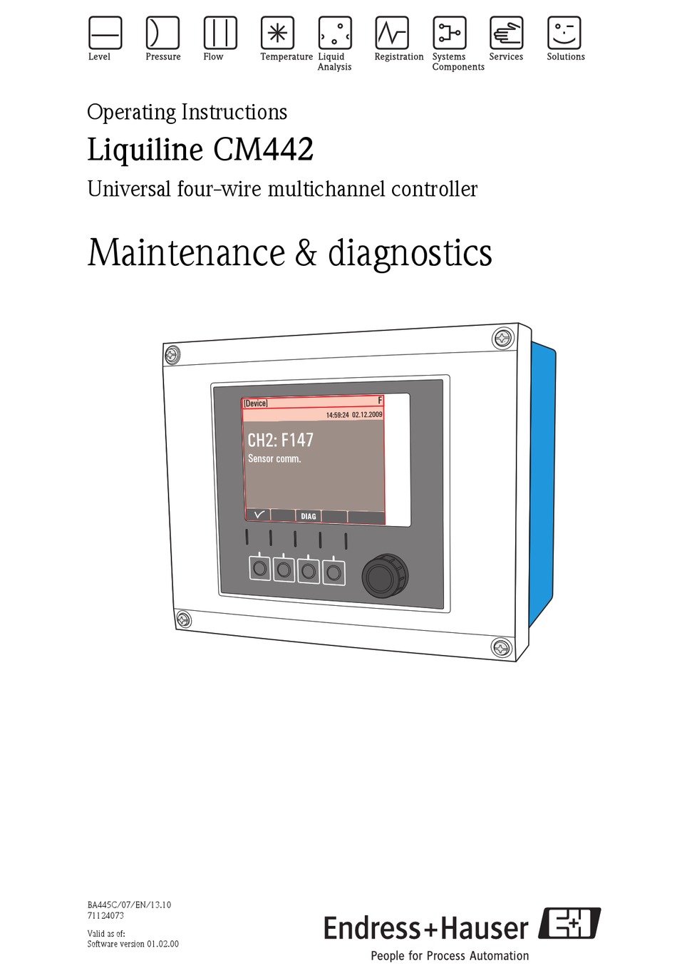 ENDRESS+HAUSER LIQUILINE CM442 OPERATING INSTRUCTIONS MANUAL Pdf