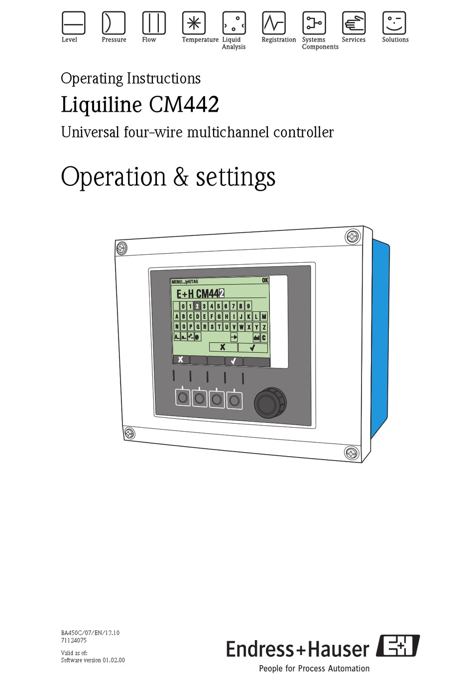 ENDRESS+HAUSER LIQUILINE CM442 OPERATING INSTRUCTIONS MANUAL Pdf