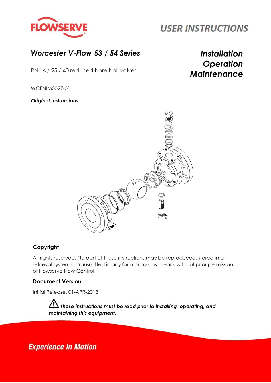 Flowserve Worcester V Flow Series User Instructions Pdf Download