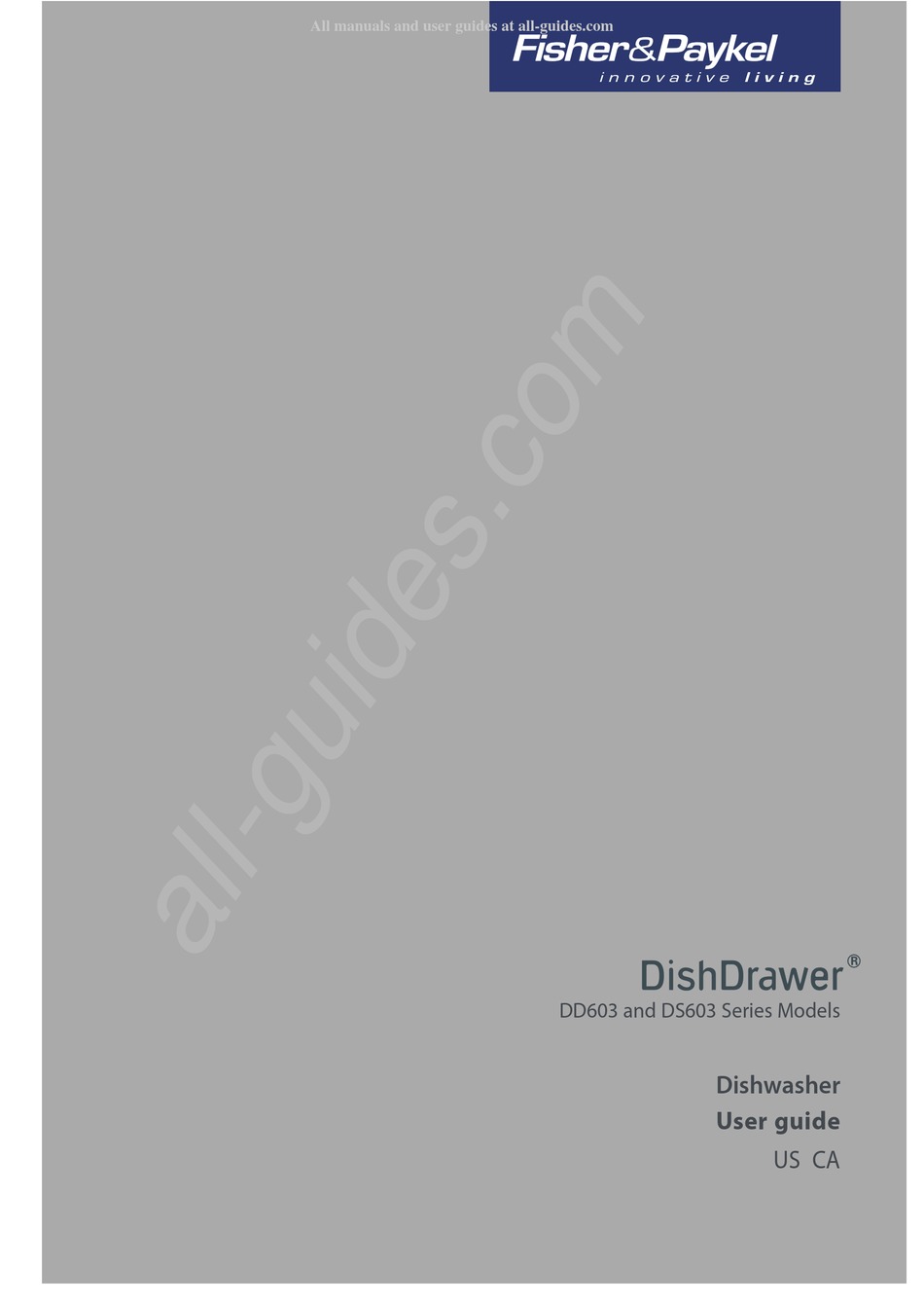 FISHER & PAYKEL DISHDRAWER DS603H USER MANUAL Pdf Download ManualsLib