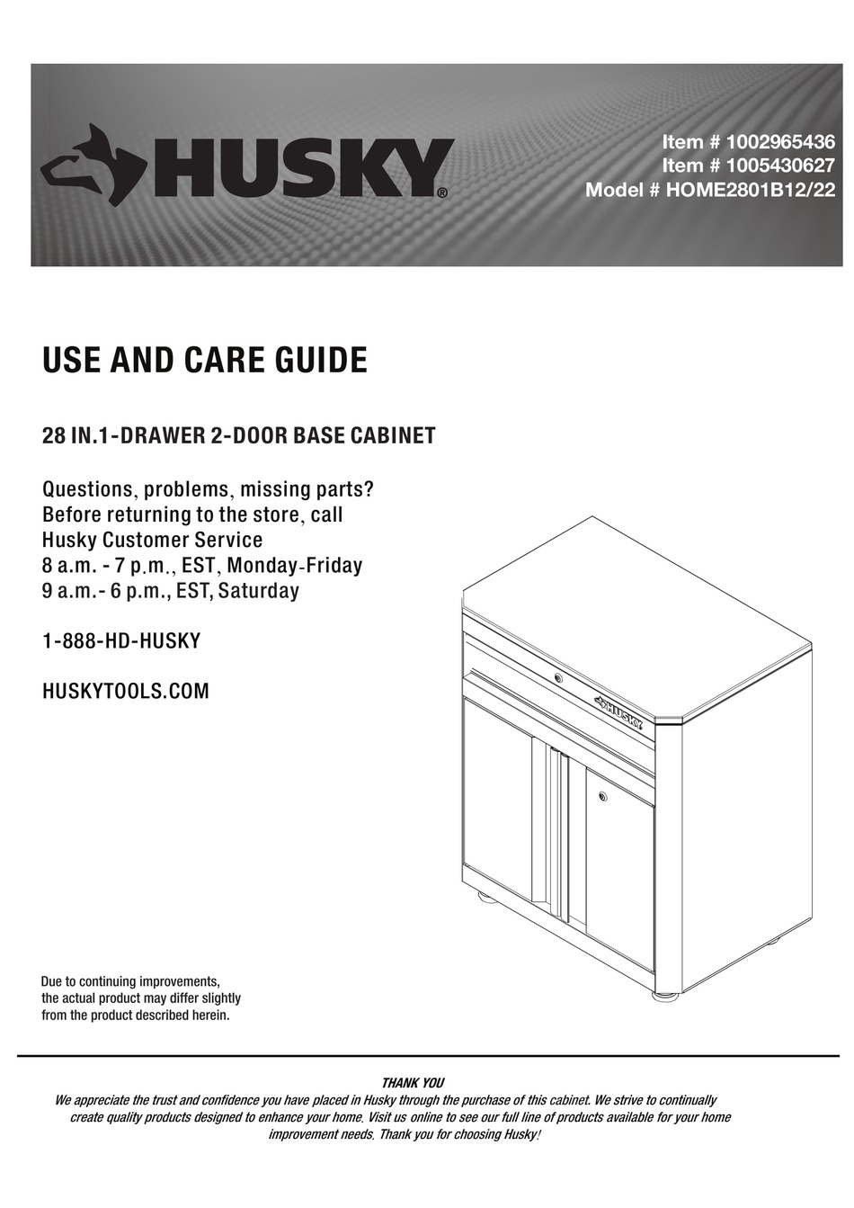 HUSKY HOME2801B12 USE AND CARE MANUAL Pdf Download ManualsLib