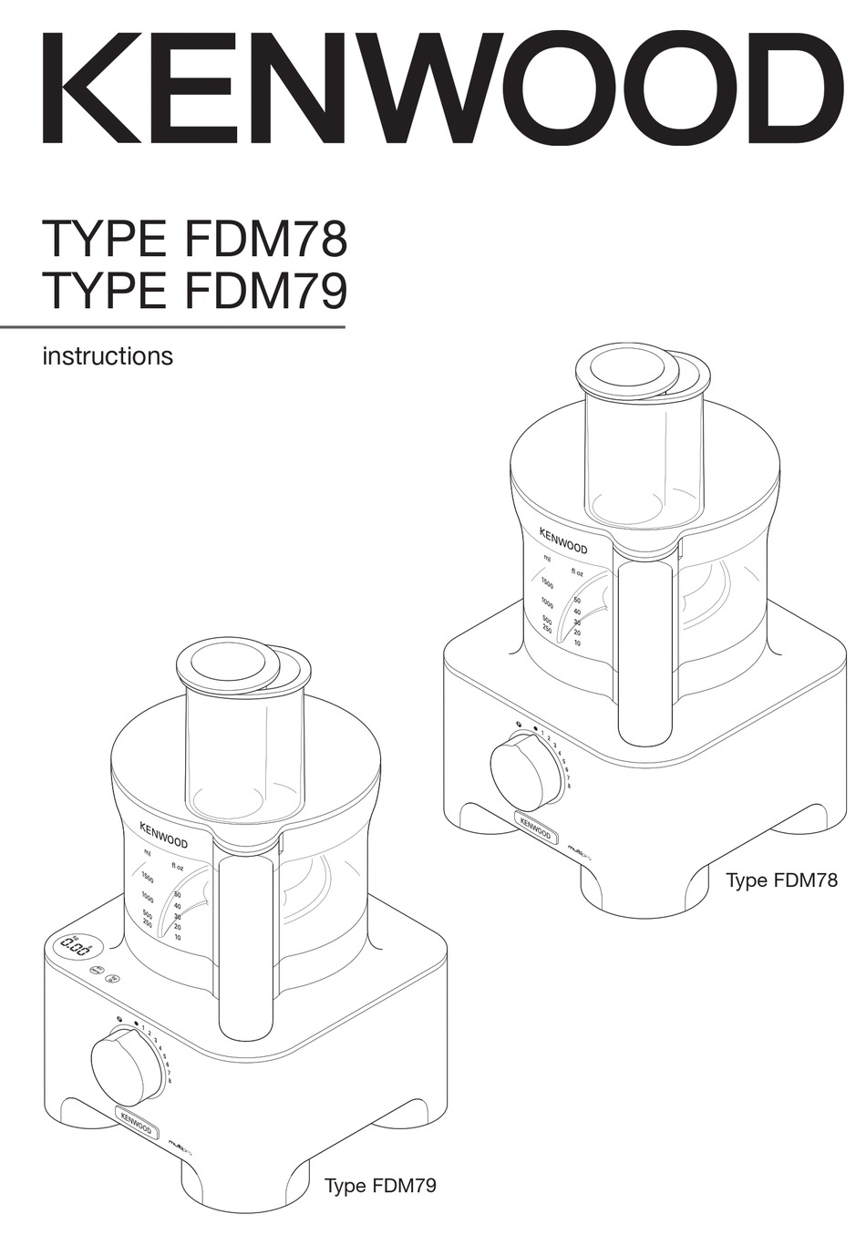 KENWOOD MULTIPRO CLASSIC FDM78 INSTRUCTIONS MANUAL Pdf Download ManualsLib