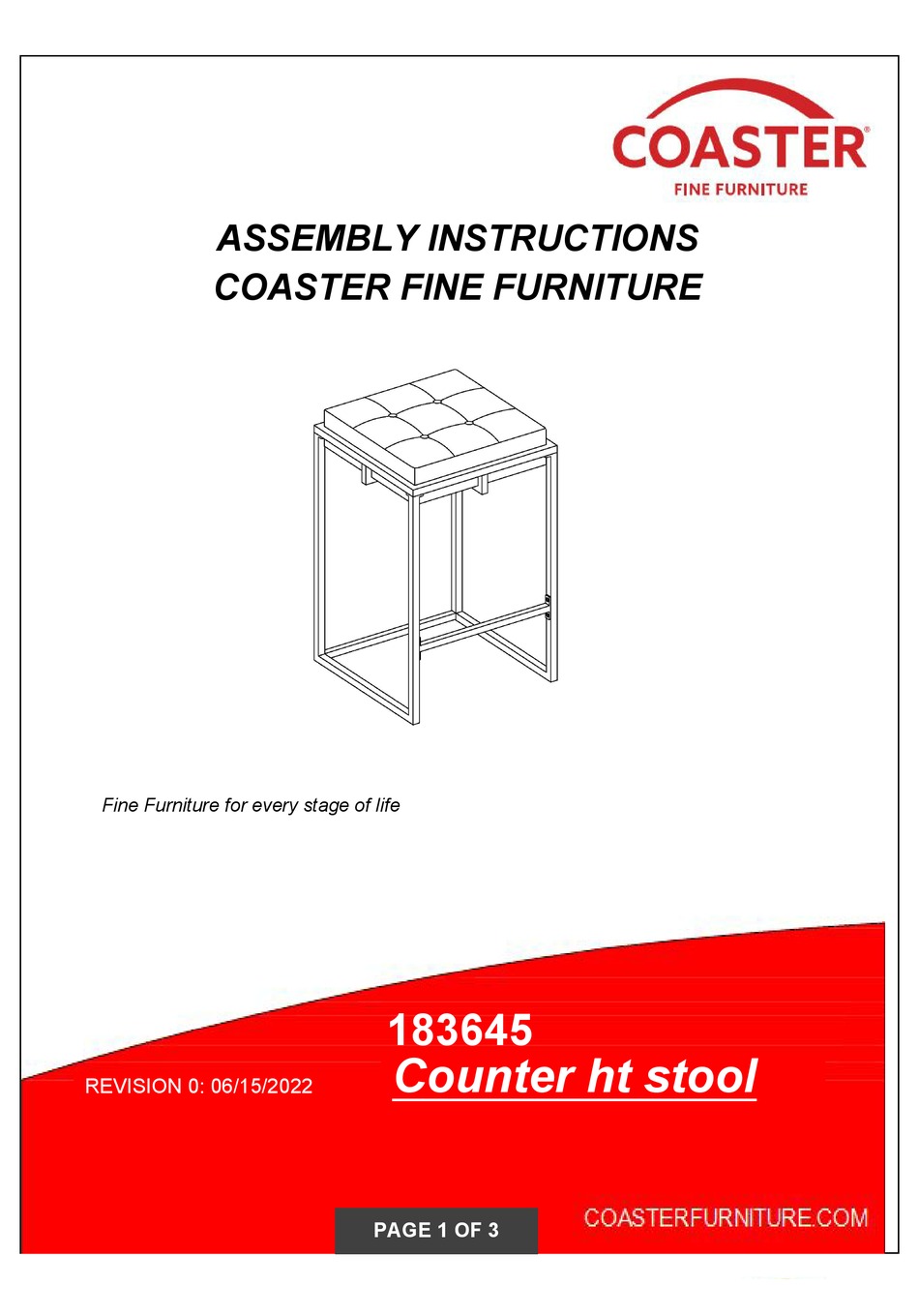 COASTER 183645 ASSEMBLY INSTRUCTIONS Pdf Download ManualsLib