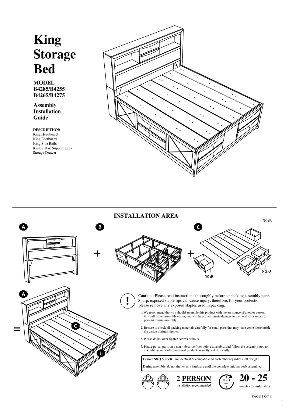 CROWN MARK EMILY B4285 ASSEMBLY INSTALLATION MANUAL Pdf Download