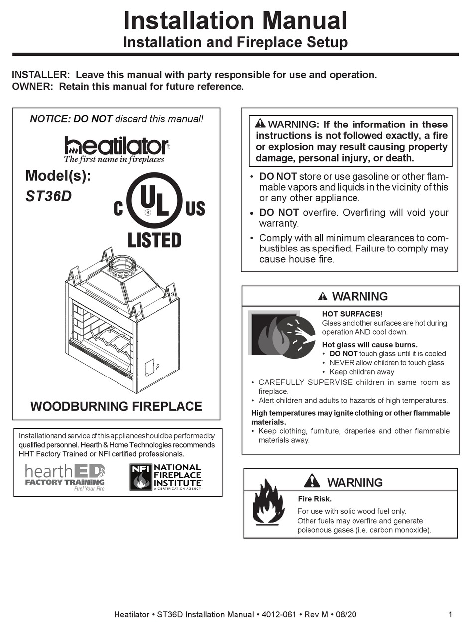 HEATILATOR ST36D INSTALLATION MANUAL Pdf Download ManualsLib