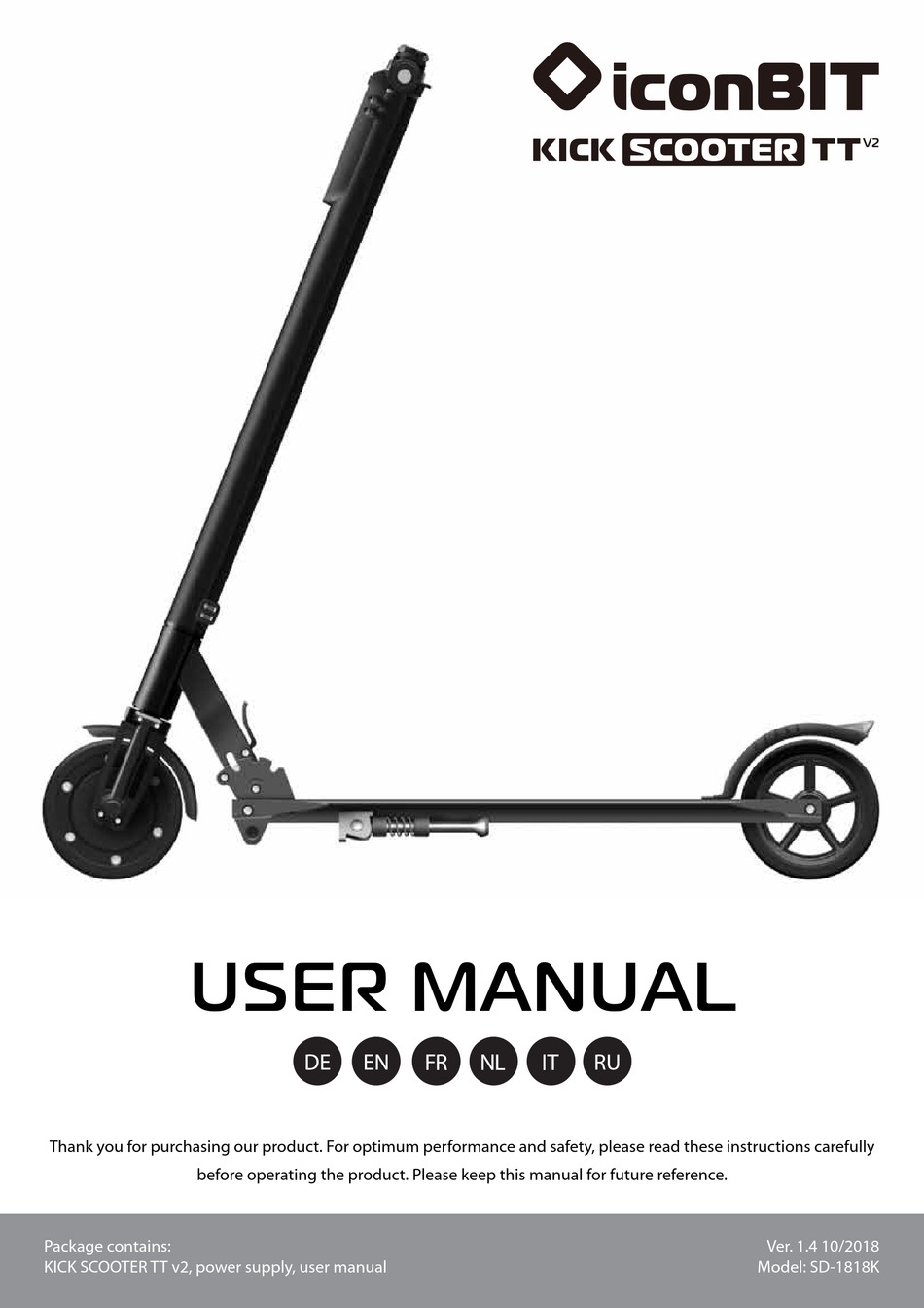 ICONBIT KICK SCOOTER TT V2 USER MANUAL Pdf Download ManualsLib