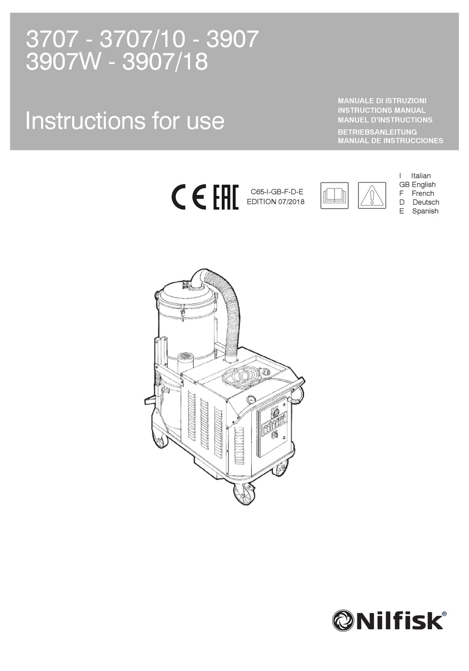 NILFISKADVANCE 3707/10 INSTRUCTIONS FOR USE MANUAL Pdf Download