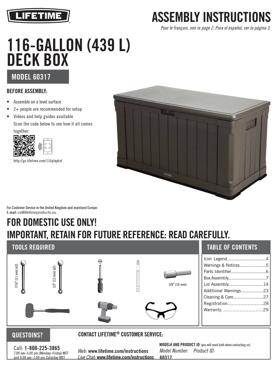 LIFETIME 60317 ASSEMBLY INSTRUCTIONS MANUAL Pdf Download ManualsLib