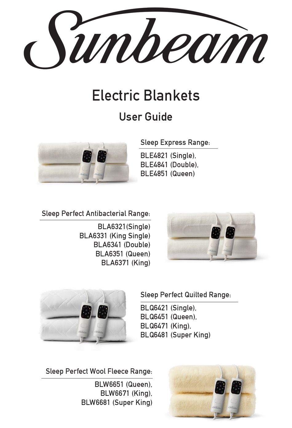 SUNBEAM SLEEP EXPRESS BLE4821 USER MANUAL Pdf Download ManualsLib