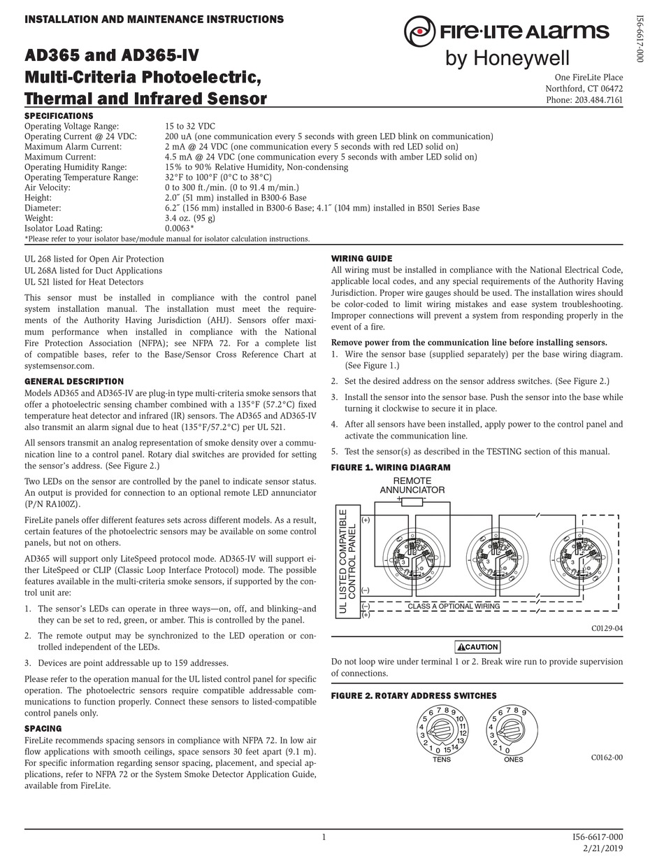 Honeywell Fire Lite Alarms Ad Iv Installation And Maintenance