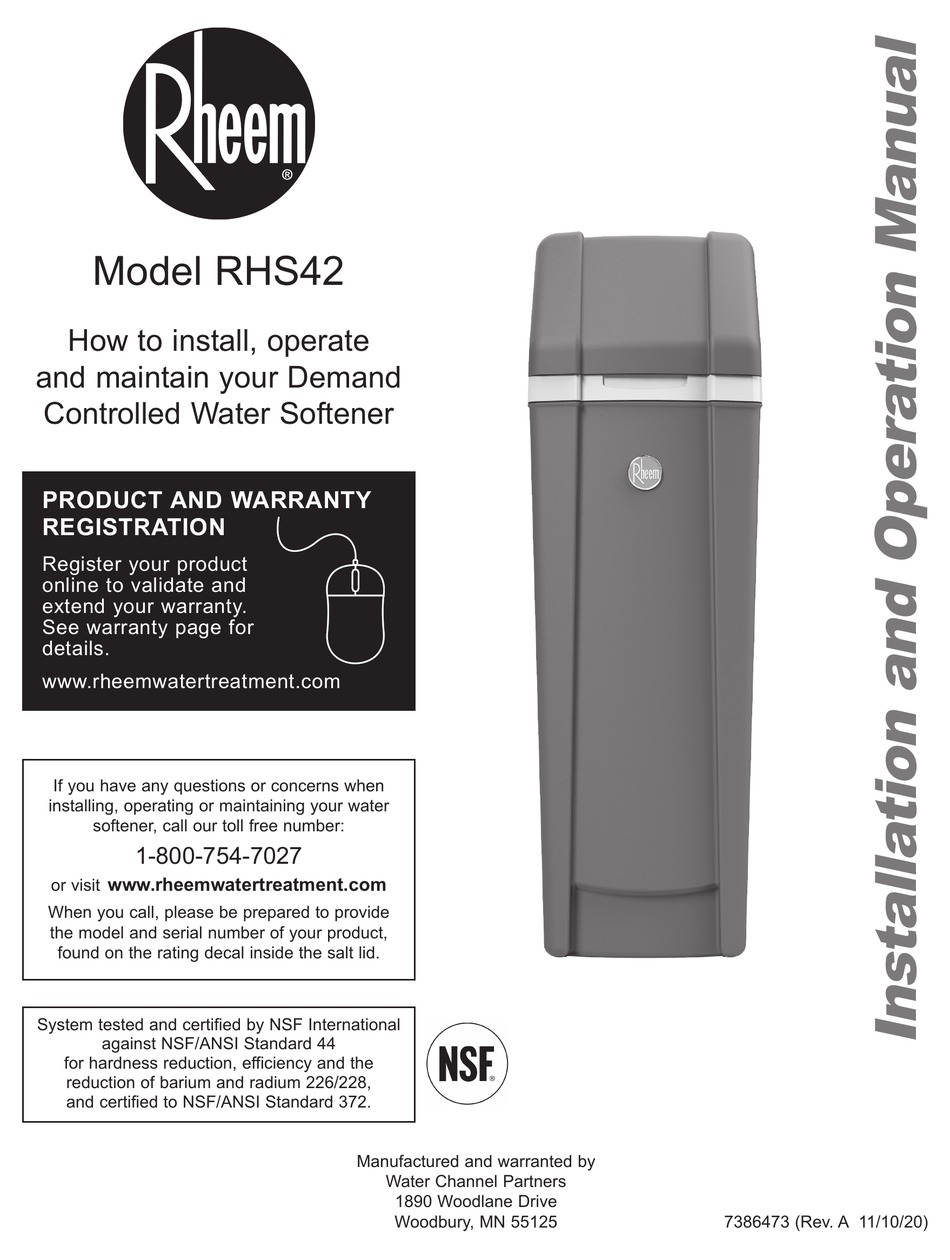 RHEEM RHS42 INSTALLATION AND OPERATION MANUAL Pdf Download ManualsLib