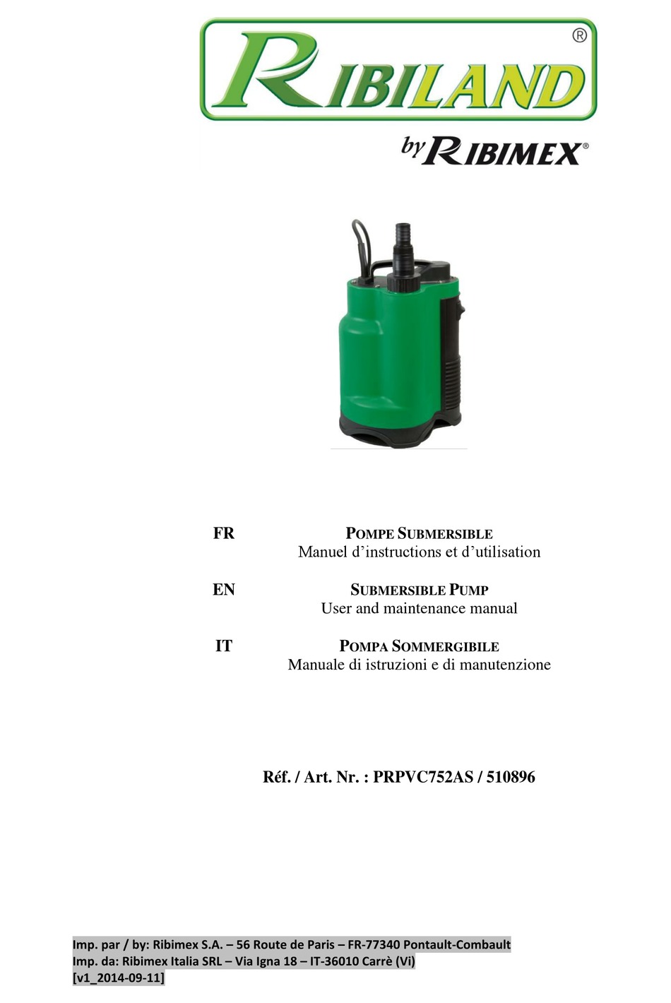 Ribimex Ribiland Prpvc As User And Maintenance Manual Pdf Download