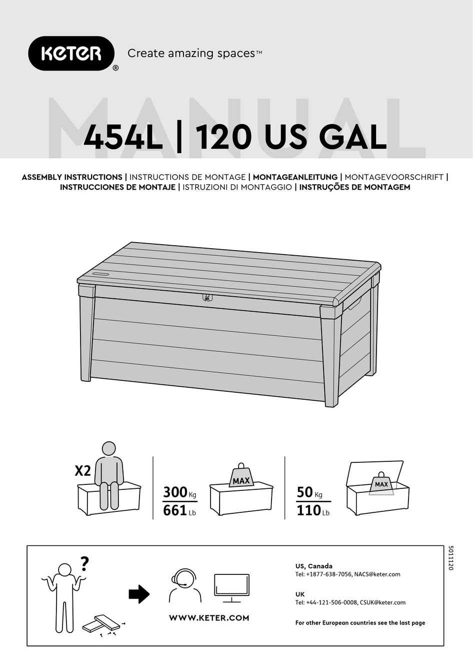 KETER 454L/120 US GAL ASSEMBLY INSTRUCTIONS MANUAL Pdf Download