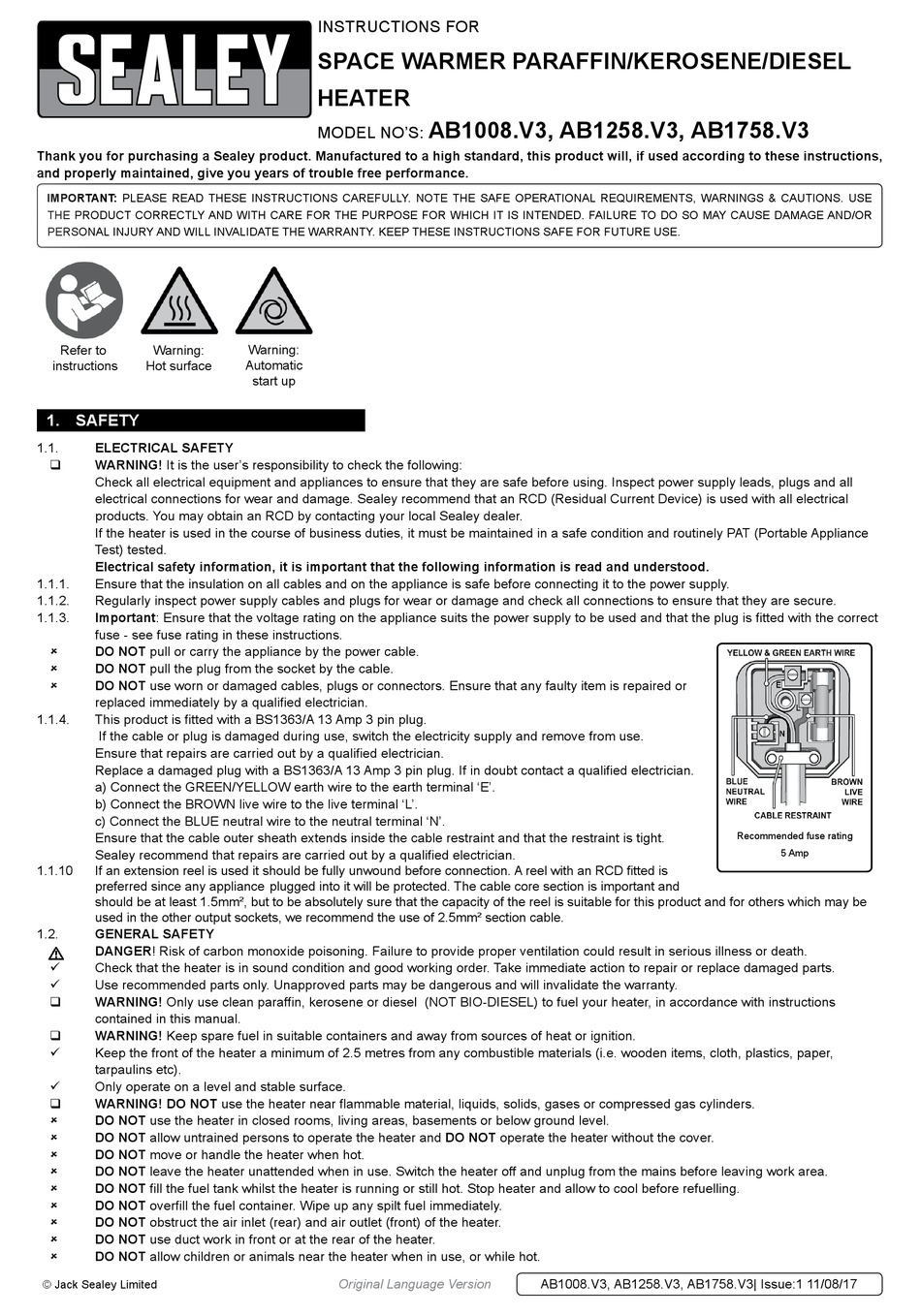 SEALEY AB1008.V3 INSTRUCTIONS MANUAL Pdf Download | ManualsLib