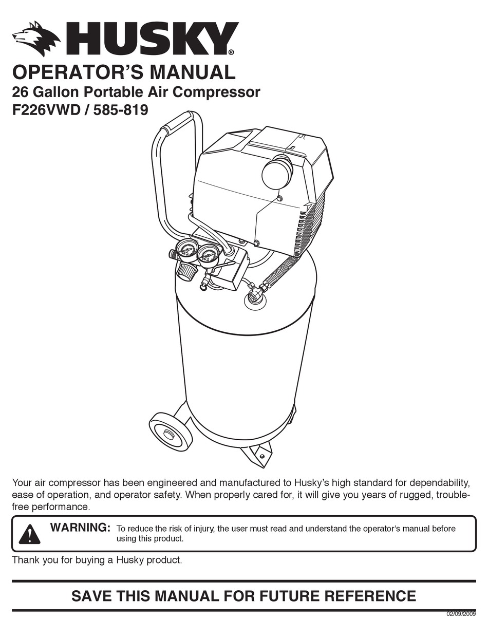 HUSKY F226VWD OPERATOR'S MANUAL Pdf Download ManualsLib