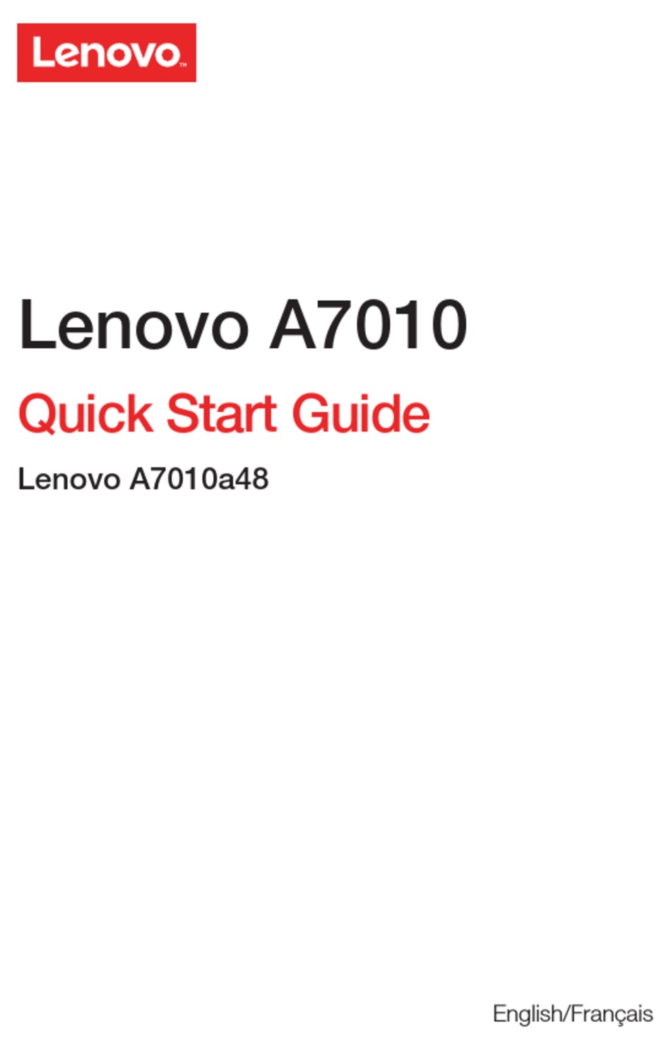 LENOVO A7010 QUICK START MANUAL Pdf Download ManualsLib