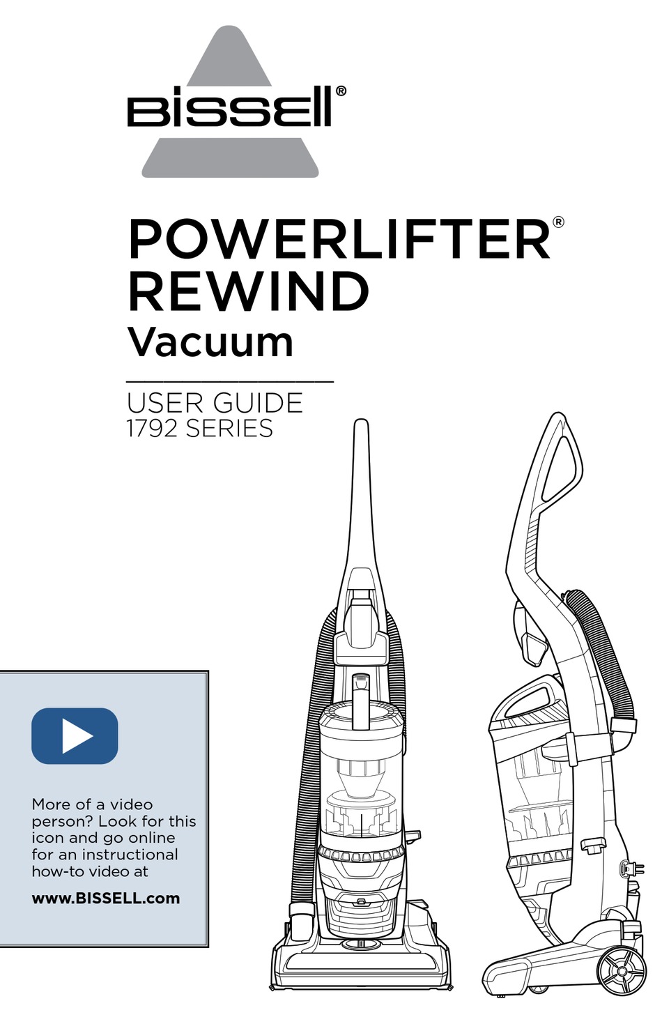 BISSELL POWERLIFTER REWIND 1792 SERIES USER MANUAL Pdf Download ...