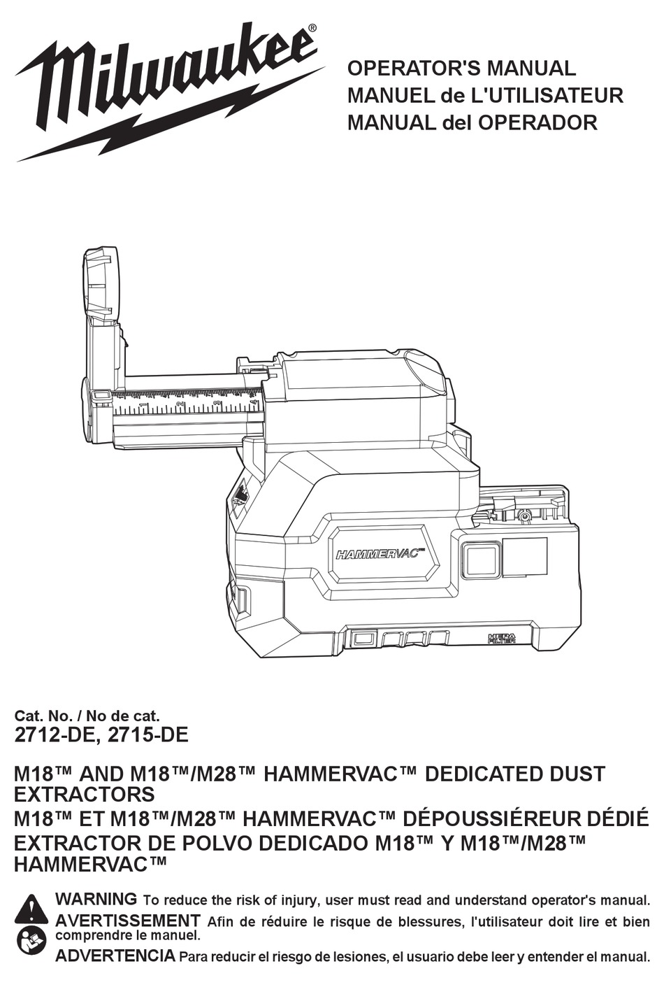 MILWAUKEE HAMMERVAC 2712DE OPERATOR'S MANUAL Pdf Download ManualsLib